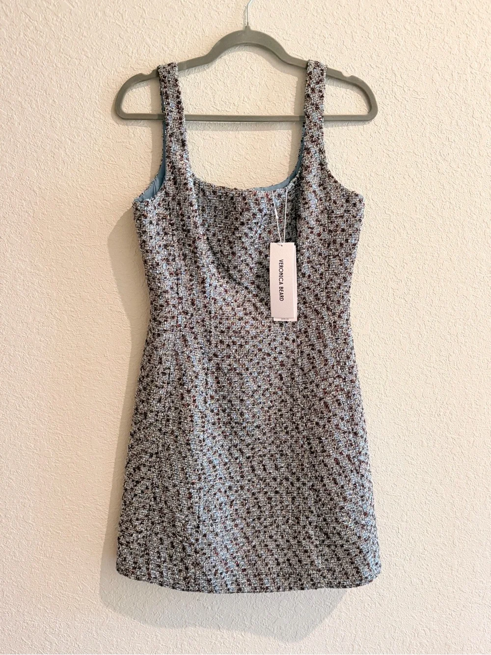 Veronica Beard Sleeveless Tweed Sheath Dress in Blue and Brown - Picture 6 of 6